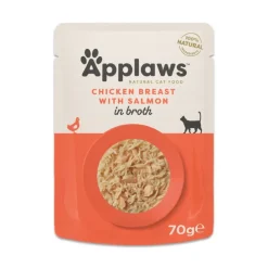 Applaws Kattevådmad kylling og laks i bouillon 70 g pose