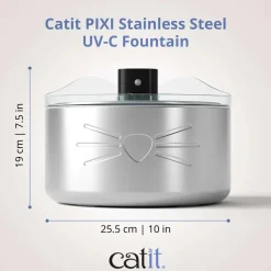 Catit Pixi Drikkefontæne Rustfrit stål UV-C 5 Liter