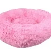 Cushion Krems fluffy rund hundeseng small lyserød