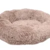 Cushion Krems fluffy rund hundeseng small lysebrun
