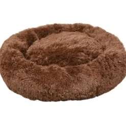 Cushion Krems fluffy rund hundeseng medium mørkebrun