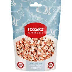 FICCARO Hundesnack Kanin & Sej Cubes - tern af kanin og sej 100 g