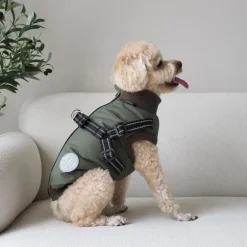 Hundejakke Thor med indbygget sele Grøn L