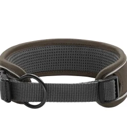 Hunter Divo Hundehalsbånd S 25-35 Brun/Grå - justerbart hundehalsbånd (25-35 cm, B 4 cm)