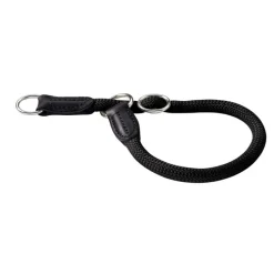 Hunter Dressurhalsbånd med stopring 55/10 Sort - klassisk hundehalsbånd i læder