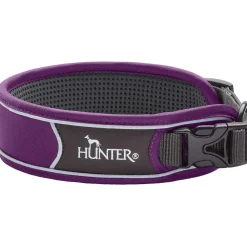 Hunter Halsbånd Divo L Violet/Grå - justerbart hundehalsbånd (45-55 cm, B 4,5 cm)