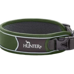 Hunter Halsbånd Divo M Grøn/Grå - justerbart hundehalsbånd (35-45 cm, B 4,5 cm)