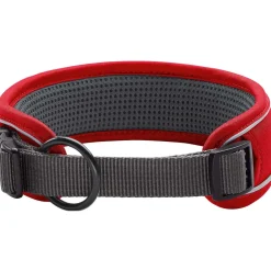 Hunter Halsbånd Divo S Rød/Grå - justerbart hundehalsbånd (25-35 cm, B 4 cm)