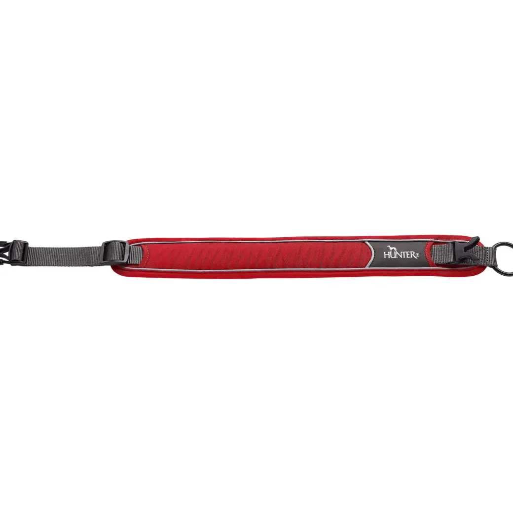 Hunter Halsbånd Divo XL Rød/Grå - justerbart hundehalsbånd (55-65 cm, B 5,5 cm)