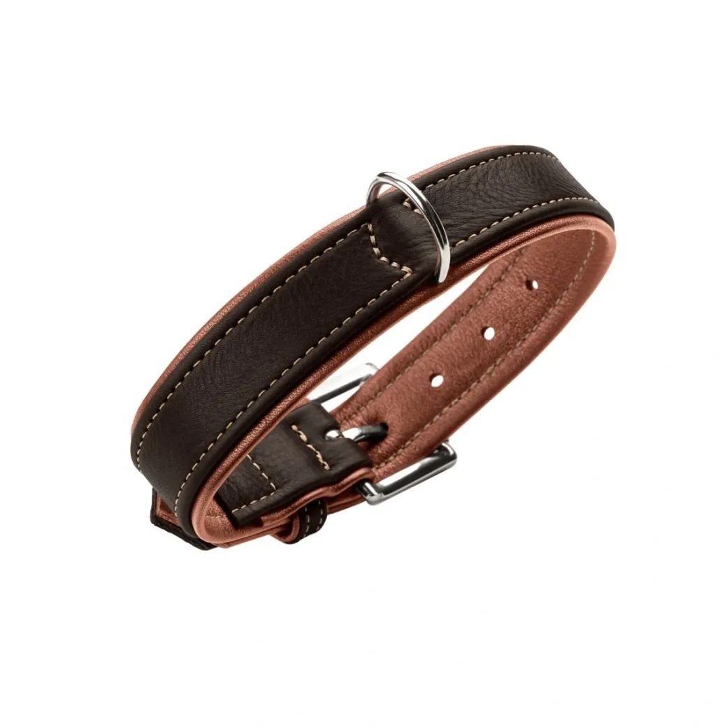 Hunter Hundehalsbånd læder Canada Elg Str.40 Sort/Cognac - 29-35 cm