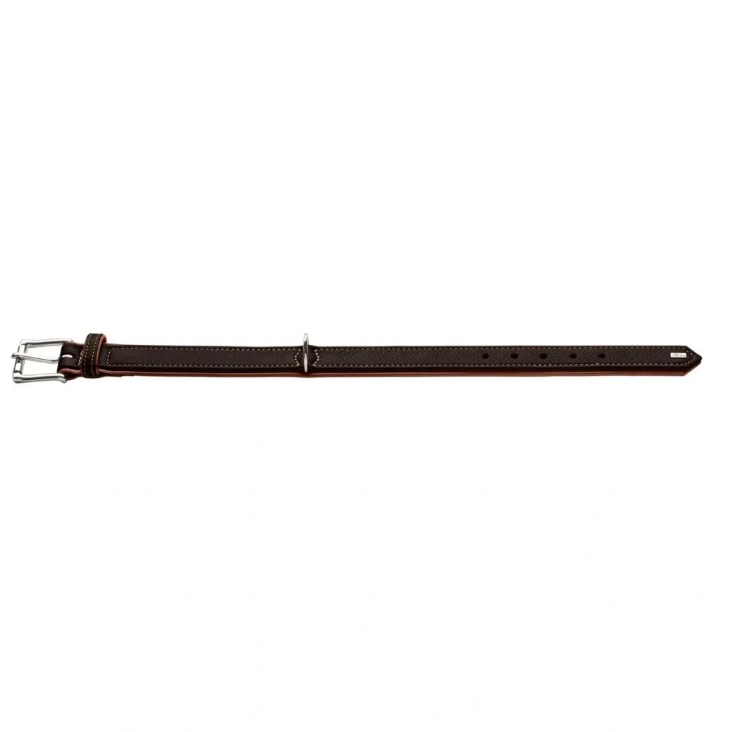 Hunter Hundehalsbånd læder Canada Elg Str.40 Sort/Cognac - 29-35 cm