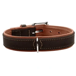 Hunter Hundehalsbånd læder Canada Elg Str.40 Sort/Cognac - 29-35 cm