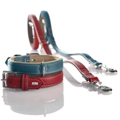 Hunter Hundehalsbånd læder Canada Elg Str.50 Petroleumsblå - 37-43 cm