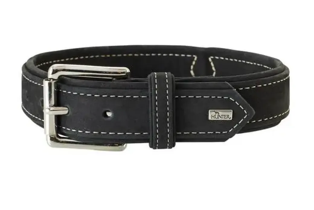 Hunter Hunting halsbånd str.40 Sort - justerbart hundehalsbånd (29 - 35 cm., B 1,8 cm.)