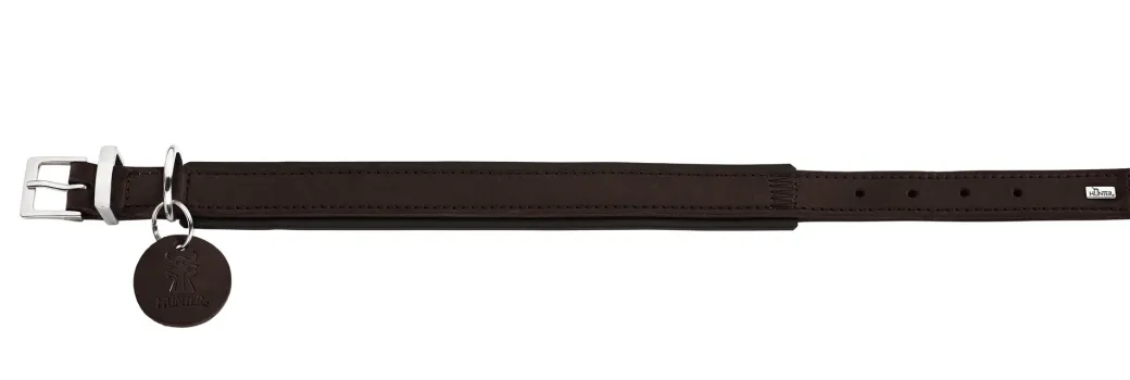 Hunter Larvik Comfort 45 Mørkebrun Hundehalsbånd - justerbart hundehalsbånd (30 - 38 cm, B