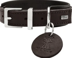 Hunter Larvik Comfort 45 Mørkebrun Hundehalsbånd - justerbart hundehalsbånd (30 - 38 cm, B