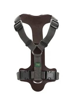Hunter Mixed Aalborg læder hundesele XS-S mørkebrun/grå hals 40-50 cm - komfort og støtte