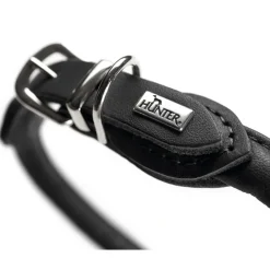 Hunter rundsyet oksehalsbånd 35/8 sort 35 cm - justering 28-32 cm skånsom komfort