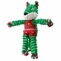 KONG Holiday Floppy Knots Fox S/M - et klassisk plys-hundelegetøj med reb og knuder, pivelyd og juletema.