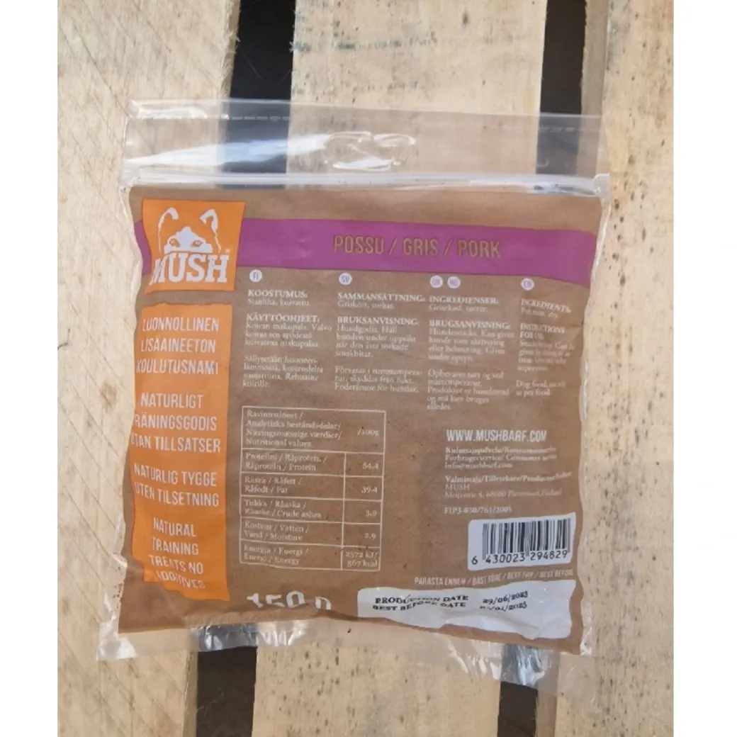 MUSH VAINU Træningsgodbidder Gris 150 g - sunde frysetørrede hundesnacks