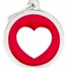 My Family Hundetegn Charm Cirkel Med Hjerte Rød