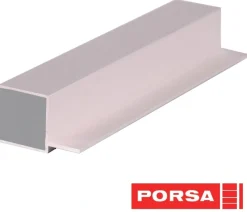 Porsa sølv aluprofil firkantet med flig 45 cm.