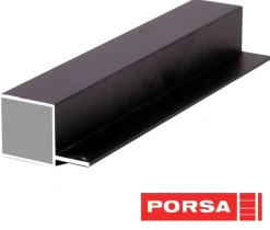 Porsa sort aluprofil firkantet med flig 40 cm.