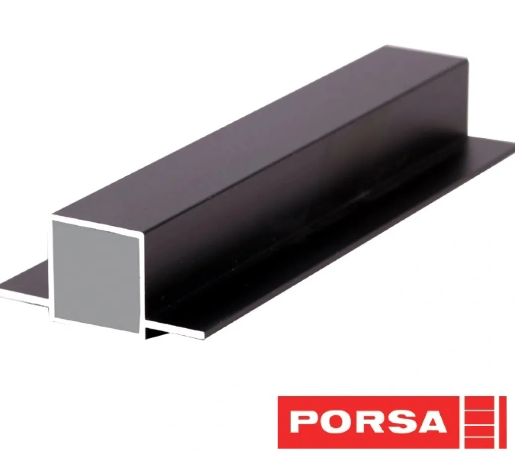 Porsa sort aluprofil med dobbelt flig 35 cm.