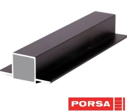 Porsa sort aluprofil med dobbelt flig 25 cm.