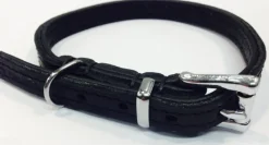 Timely halsbånd olieret læder sort 12 mm 25 cm - blød styrke til små hunde