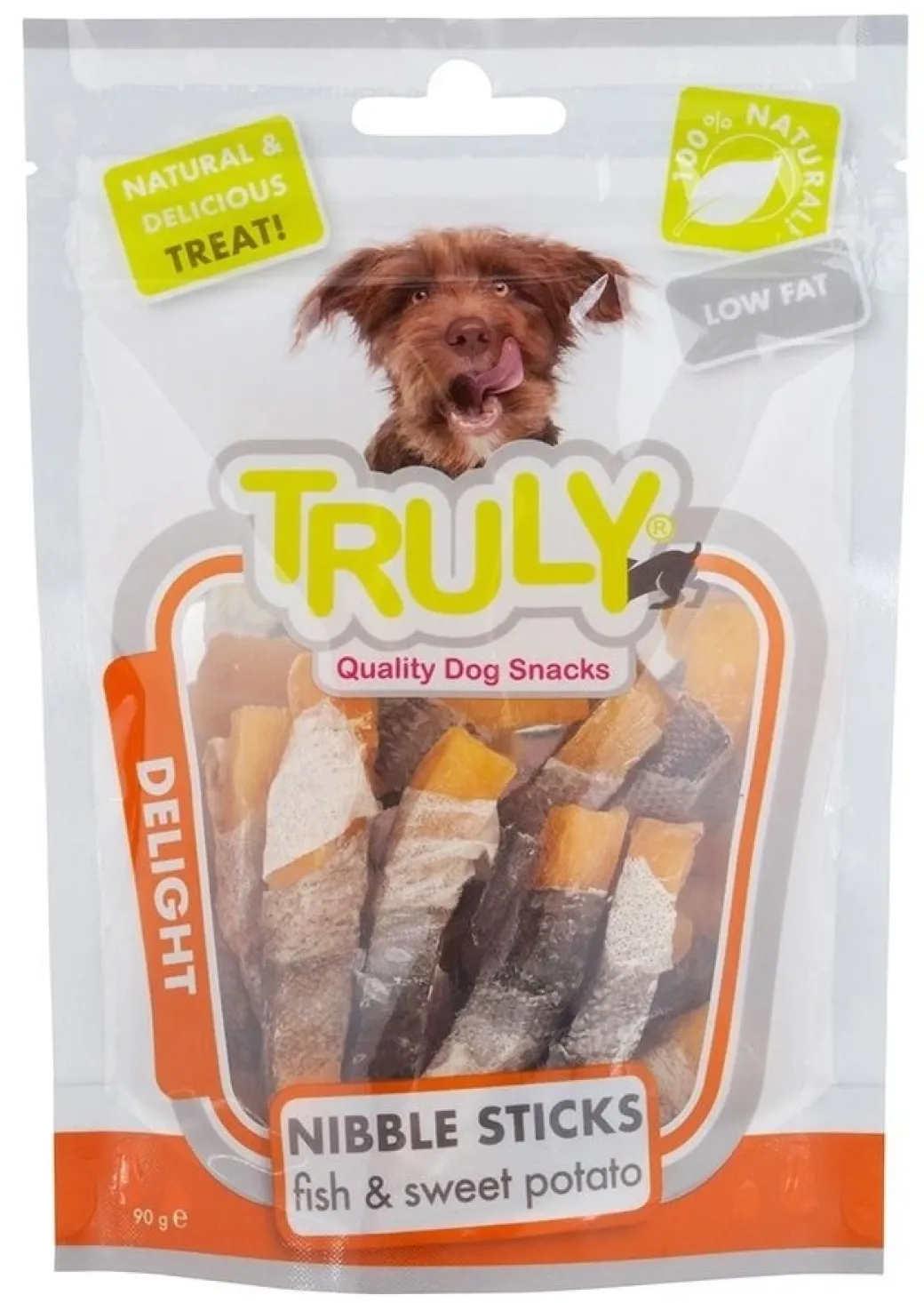 Truly Fish and Sweet Potato 90 g - fisk og sød kartoffel snacks